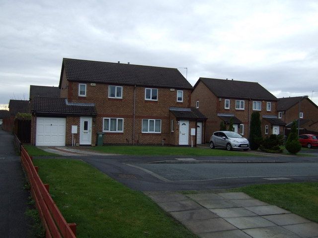 Modern detached and semi-detached houses on Florence Court, Ingleby Barwick